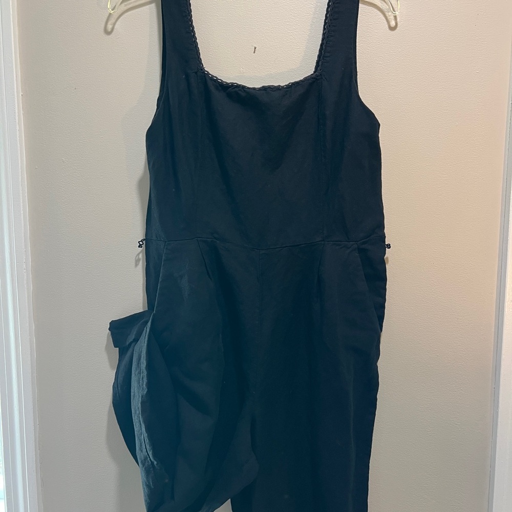 LOFT Petite Small Black Linen Romper PS